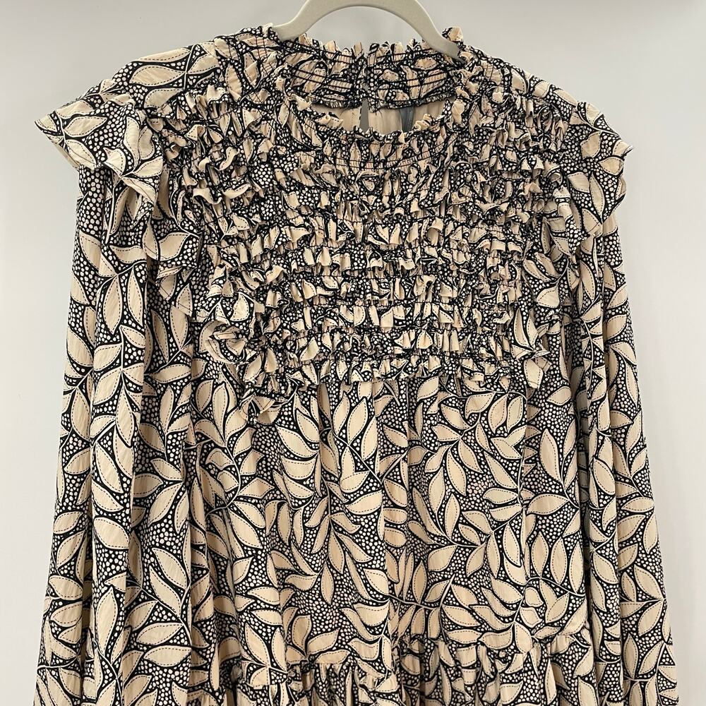 By Anthropologie Long Sleeve Printed Smocked Mini Dress 3X - Picture 8 of 14